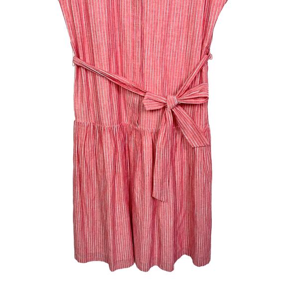 Cremieux Drop Waist Pinstripe Red Cotton Dress, Size Small - Picture 4 of 8